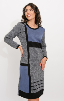 Платье С 1561/серый-индиго 