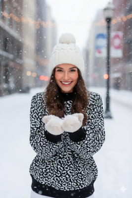 Джемпер 1-686/бело-черный