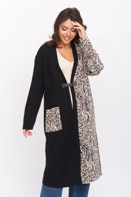 Кардиган Д 3272/черно-бежевый Кардиган Д 3272/черно-бежевый