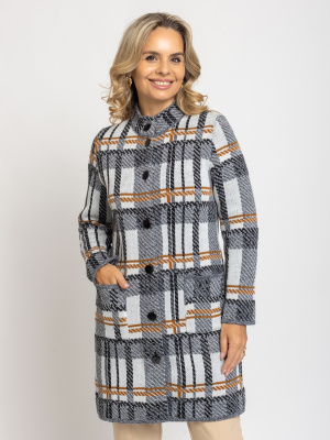 Кардиган В 1579/черн-горчич