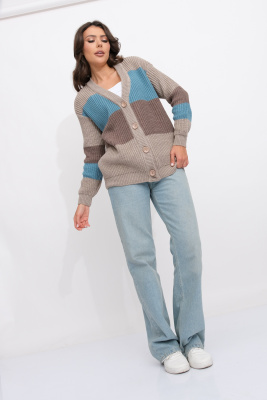 Жакет В 1558/бежево-бирюзовый