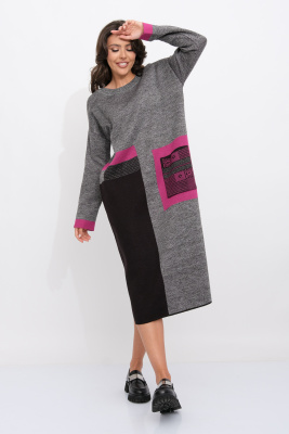 Платье М 3308/черный-фуксия Платье М 3308/черный-фуксия