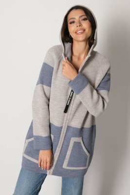 Кардиган В 1873/серо-джинсовый